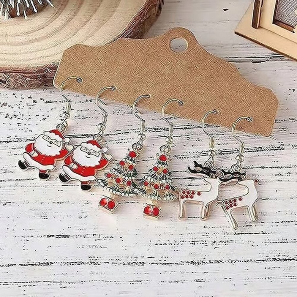 Set (3) Gold Christmas Dangle Earrings